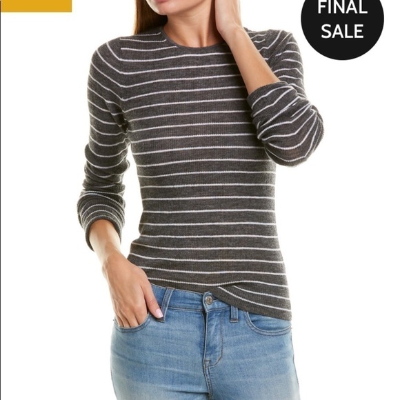 VINCE Gray White Ribbed Wool Sweater Size Small - Picture 1 of 12